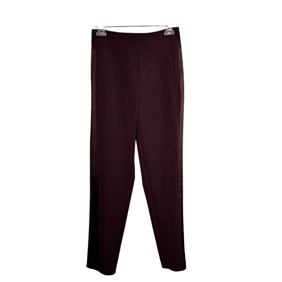 Athleta Pants - Athleta Endless Satin Side Stripe Spiced Cabernet Burgundy Pants Size 2